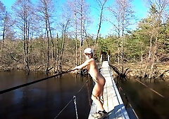 Naked Teen Walks in Spring Forest