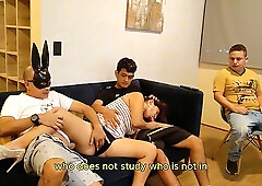 Amateur big ass and boobs Latina MILF takes two dicks