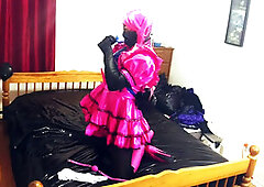 Sissy Maid, Armbinder, Self bondage, hogtie in Ballet footwear