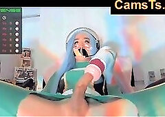 hot anime tranny pomping her large penis