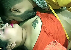 Passionate lovers caught in a steamy bedroom kiss