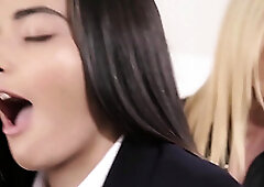 Young lesbian student fucks with teacher