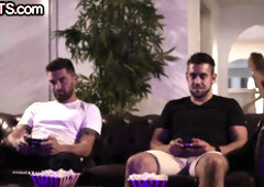 Trans perverted lady filled wth male dick from behind