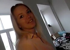 Hot Blonde Teen Sucks Cock and Swallows Cum in POV