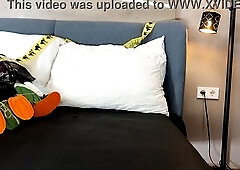 Hot large breasts hotty does a try on haul for Halloween but amateur porn director desires a ruined climax