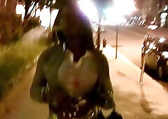 Seductive ebony tbabe we picked up in the streets jerks off