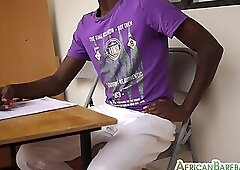 Amateur Black twink from Africa jerks cock till cumshot