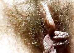 Close up of very hirsute vagina! Curly fetish!