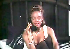 Black teen getting her soaked snatch banged hard