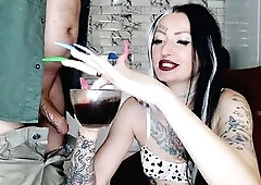 A worthy morning begins with coffee and a tugjob. Femdom tugjob ending in coffee. Cum drinking.