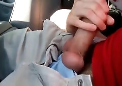 Blowing a friend in the car and he cums in my mouth 3