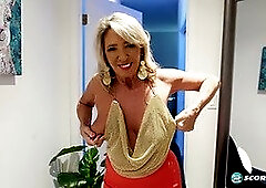 Naughty Lacey West plays with her toys while getting off in a 69-year-old solo session