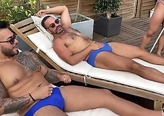 3way Sex Sesh On The Sunbeds!