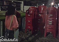 I went for a blowjob on the beach and ended up being caught by the restaurant cameras!! Complete on RED