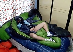 Mass ejaculation, downjacket, gay campera