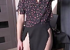 Sexy Coworker Destroying Her Clothes To Tease You