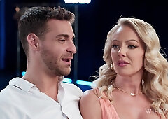 Cuck enjoys watching his blonde milfy wife getting fucked on a TV guy's dick