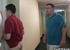 College gay guys have a pledge to make and they suck hard dick