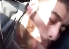 Morning gargle job while driving his stud at his work place