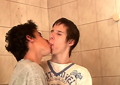 Ultra-cute nubiles gargle and fap each other's boners until they jism blatantly