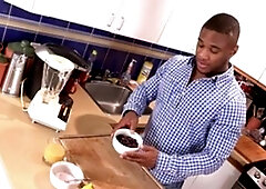 Maskurbate: Ebony bodybuilder Adam stripteasing in the gym