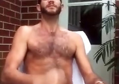 Str8 men jerk off in front yard 2