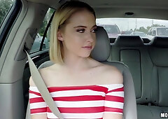 Innocent Hottie Gets Banged - small tits blonde Chloe Cherry fingered and penetrated in car