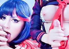 Charming Ryuko Matoi Drives Naked Teacher into a Frenzy with Deepthroat and T...