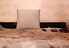 Sasha Earth tgirl whore sissy in a military style ebony mask and nylons banging on the couch at home with sex toys lengthy sex toy anal in the booty m