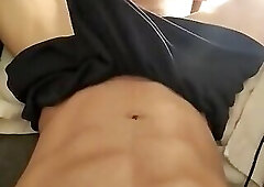 Big Bulge Cums through Shorts Moaning