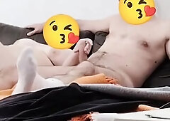 Plump white cutie with large titties sucking ramrod
