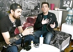 Sfw, gay discussing, gay leather