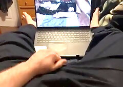 Hotwife milking off to flick of gf romping big black cock