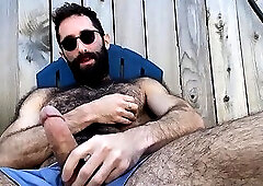 Hairy mature wanks till he cum 2