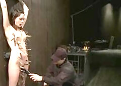 Zippered bound babe gets vibed