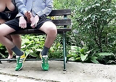 A helping hand from a breasty stepmom outdoors