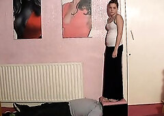 Face Trampling Sophie In Sandals & Stripped Foot