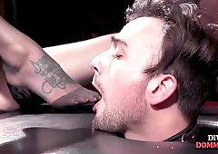 Foot femdom babe whipping sub before cock riding