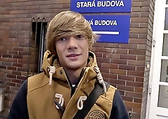 Emo boy earns some cash and a huge facial as well