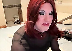 Burgundy Hair Cumshot in Glass