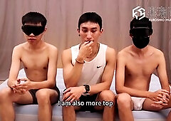 Gay asian, big cock cumshot, suck off