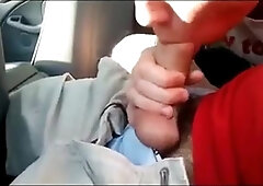 Backseat Blowjob and Cum Swallow