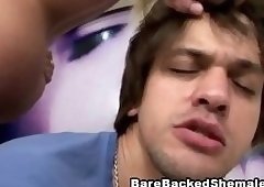 Shemale Fucks a Girl in Threesome