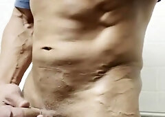 Rapid Stroke and Jism Tonguing in Public Shower