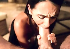 Record of my glamorous sexy and slim brunette hair during the time that this babe eating my cum after dinner in hotel room