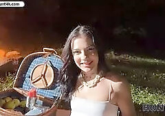 Hot POV action with tight Czech teen Chloe Heart getting fucked in public by her BF and Steve Q