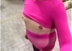 outdoor public slutwalk bottomless flashing tits