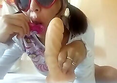 babe so cutie with diaper and pacifier learn how to suck