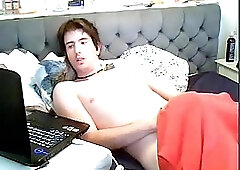 Solo gay watching porn and jerking
