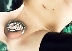 a cowboy is caged and fucked by a machine